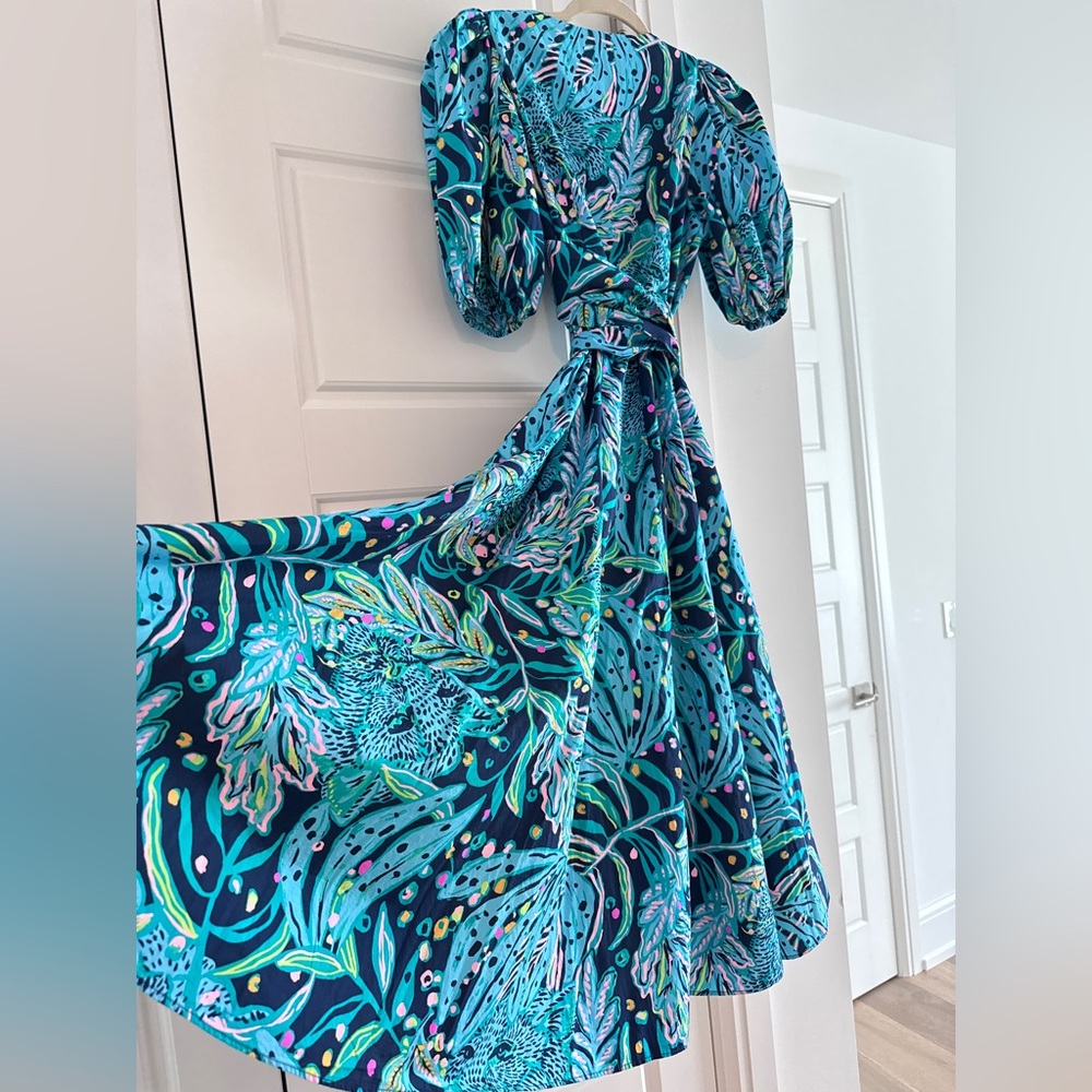 Lilly Pulitzer Blue Multi-Print Midi Dress - Picture 8 of 9